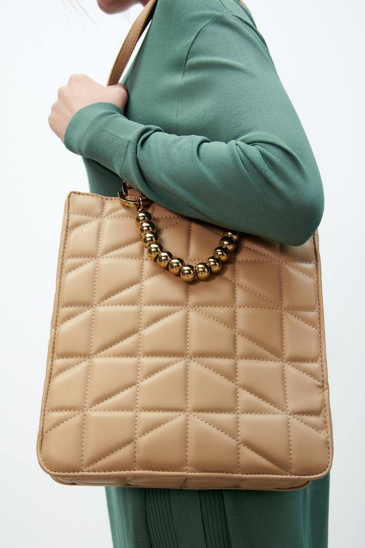 Zara quilted tote bag sale